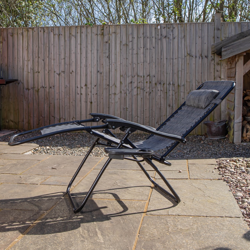 image 1 of Multi Position Garden Zero Gravity Relaxer Chair Sun Lounger in Mixed Grey | Grey | Grey