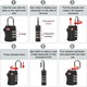image 5 of TSA Approved Black 3 Combination Travel Suitcase Luggage Padlock Black