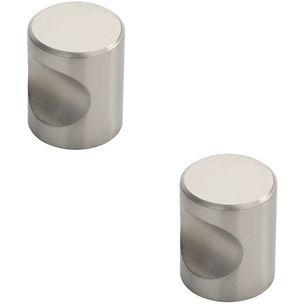 Loops 2x Cylindrical Cupboard Door Knob 25mm Diameter Stainless Steel Cabinet Handle in Metallics