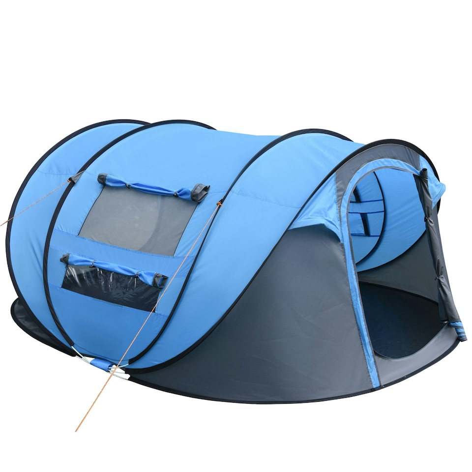 image 1 of Outsunny Camping Tent Dome Pop-up Tent with Windows for 4-5 Person