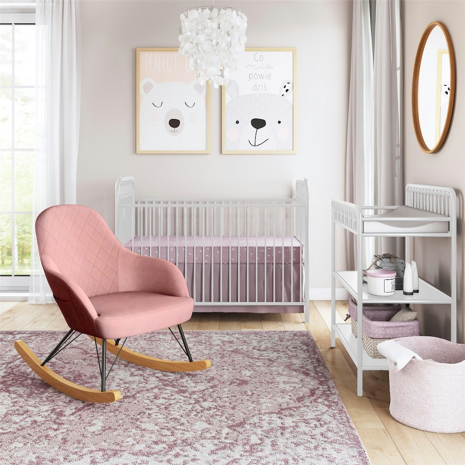 image 1 of Dahlia Rocking Chair with Pink Velvet