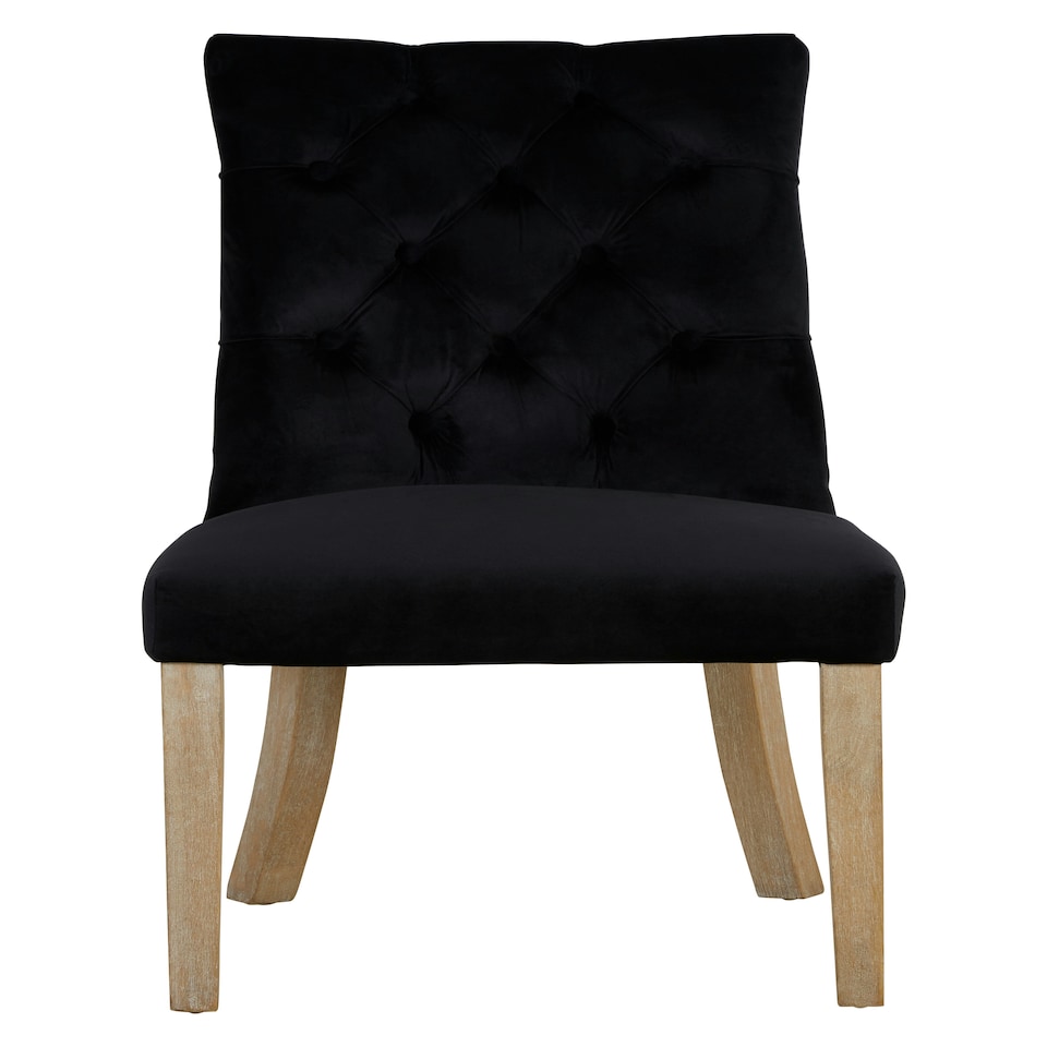 image 1 of Interiors by Premier Black Buttoned Dining Chairs, Velvet Upholstered Dining Chair, Accent Lounge Chair for Living Room