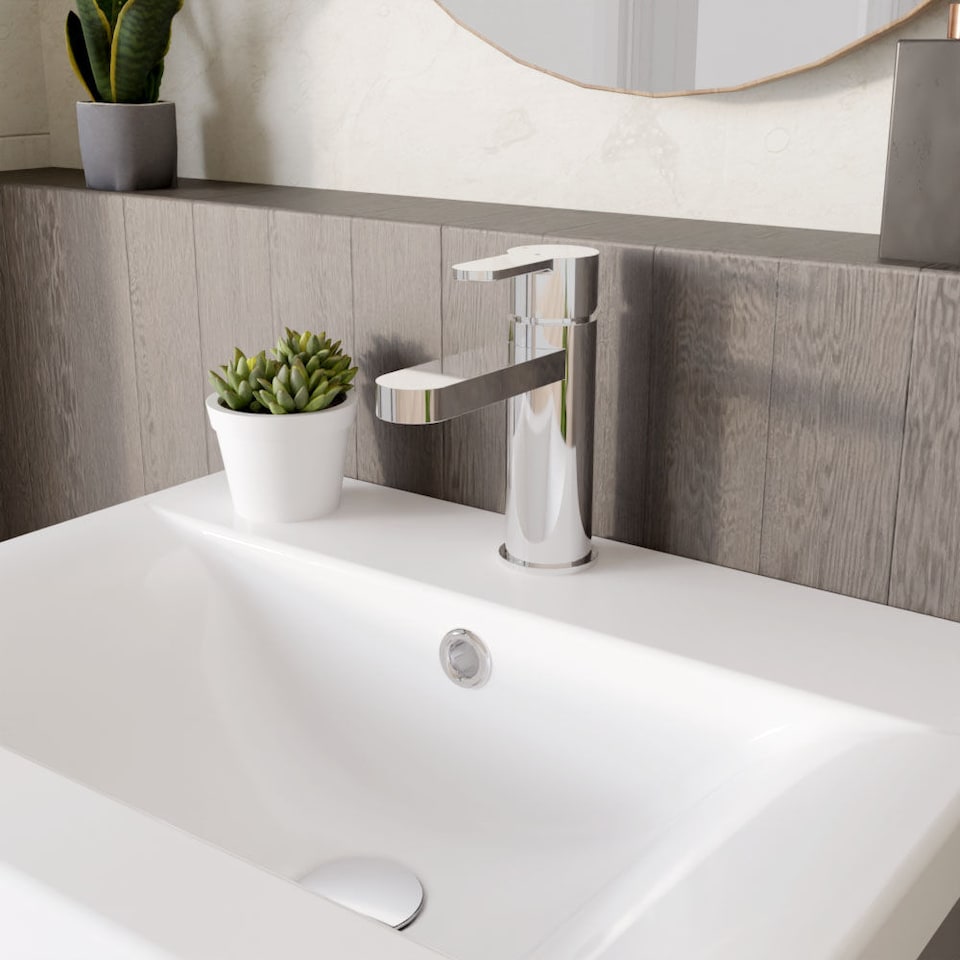 image 1 of Pride Round Eco Mono Basin Mixer Tap & Push Button Waste - Chrome