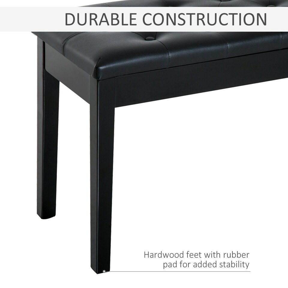 image 1 of HOMCOM Classic Piano Bench Padded Seat Makeup Stool Solid Wood Wooden Black