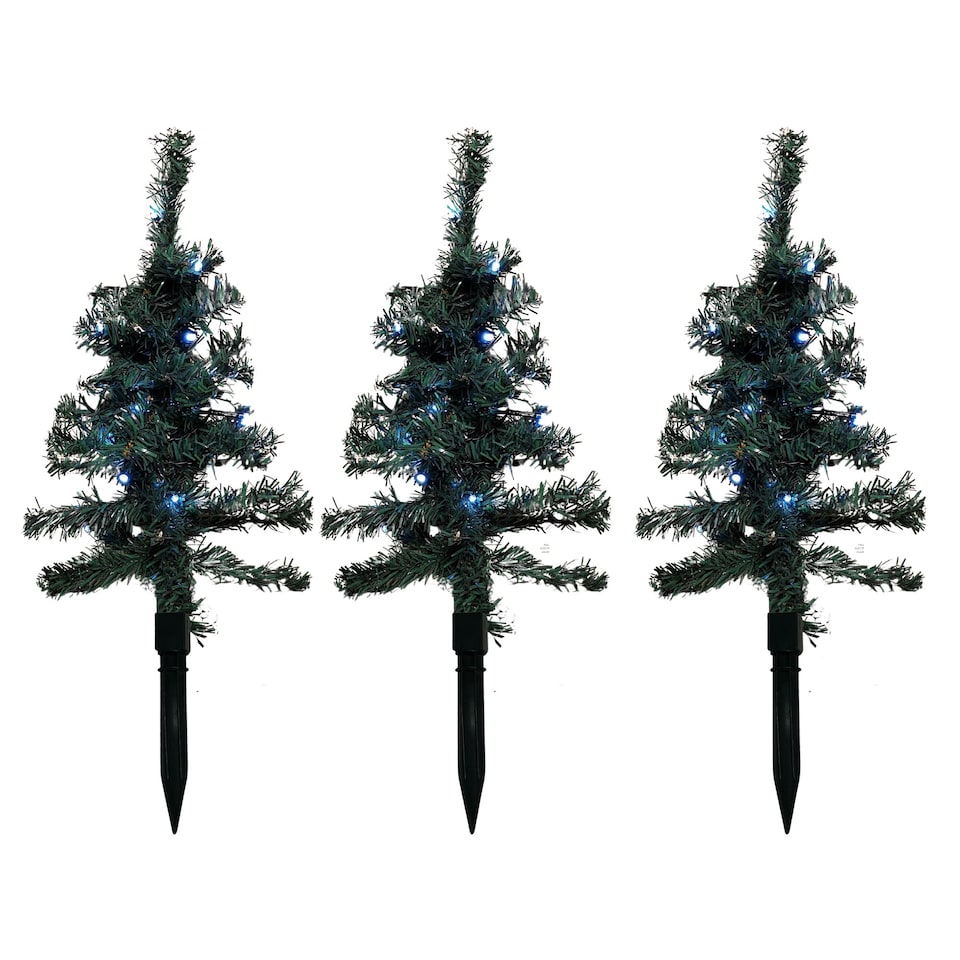 image 1 of 6pc 5m Christmas Green Tree Outdoor Path Lights with 15 White LEDs per Tree | Green | Green