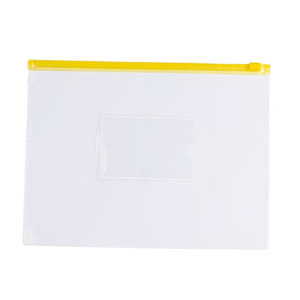 image 1 of Pack of 12 A5 Clear Zippy Bags with Yellow Zip