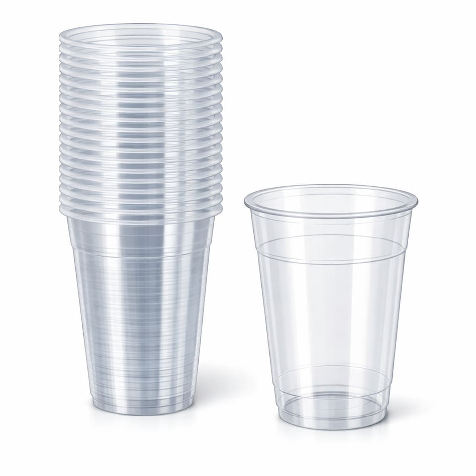 image 1 of Hero Disposable Pint Cups Glasses Clear Plastic Tumblers, Food Grade Cold Drink Cups, UKCA Marked, Lined Pint Measure, Recyclable Party Cups | Clear | Clear | Pint | 100