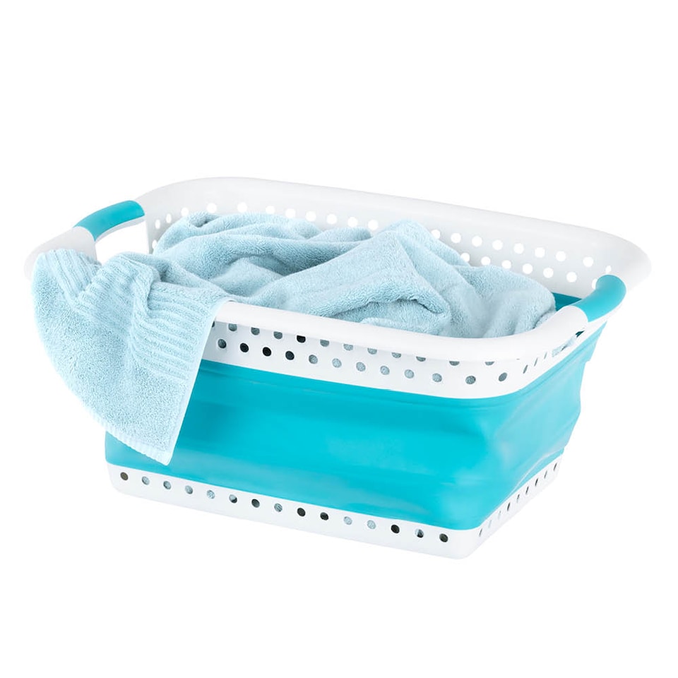 image 1 of Foldaway Laundry Basket Turquoise