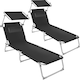 image 1 of Sun Loungers Set of 2 - foldable, sunroof, 4-step backrest, head cushion | Black | black | 2