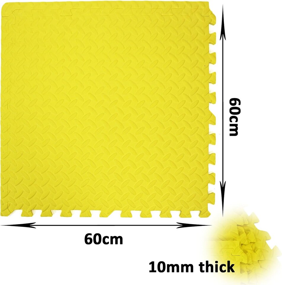 image 1 of Interlocking Gym Yoga Mats Anti-Fatigue EVA Soft Foam Exercise Play Floor Tiles (Yellow)