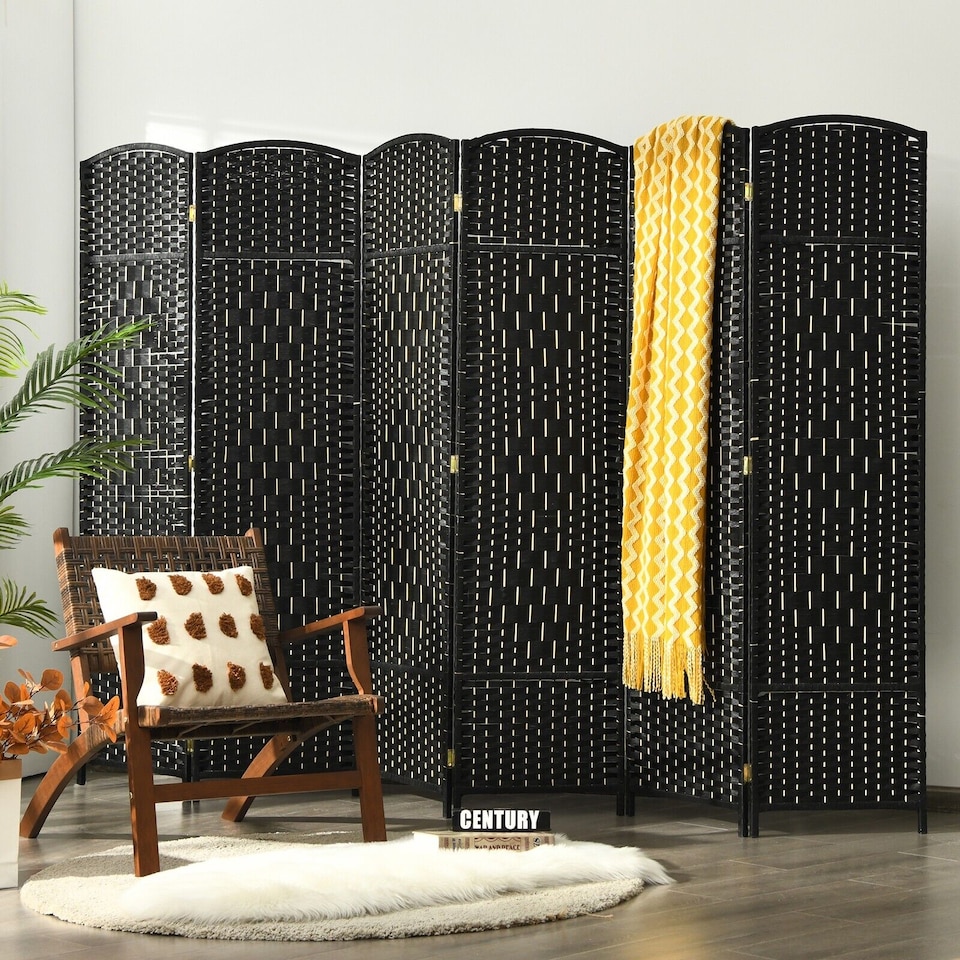 image 1 of COSTWAY 6 Panel Room Divider Privacy Screen Wall Folding Partition Hand woven Rattan