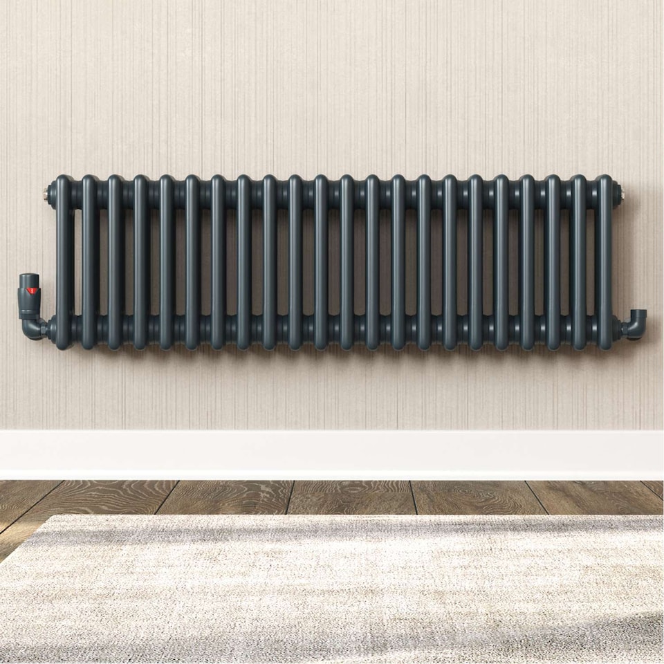image 1 of Stirling Bold - Anthracite Thermostatic Radiator Valve & Lockshield Corner 10mm