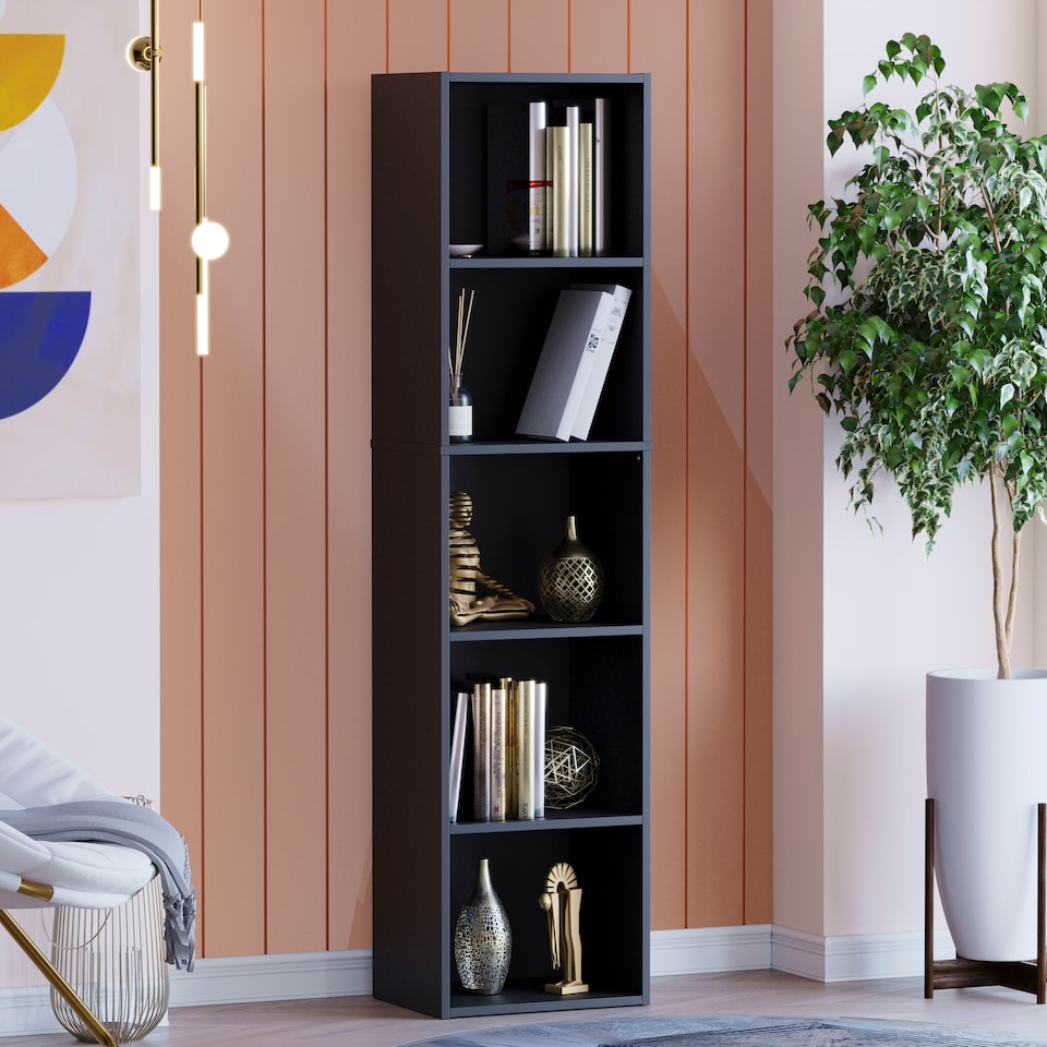 image 1 of Vida Designs Oxford 5 Tier Cube Bookcase Display Storage, Black