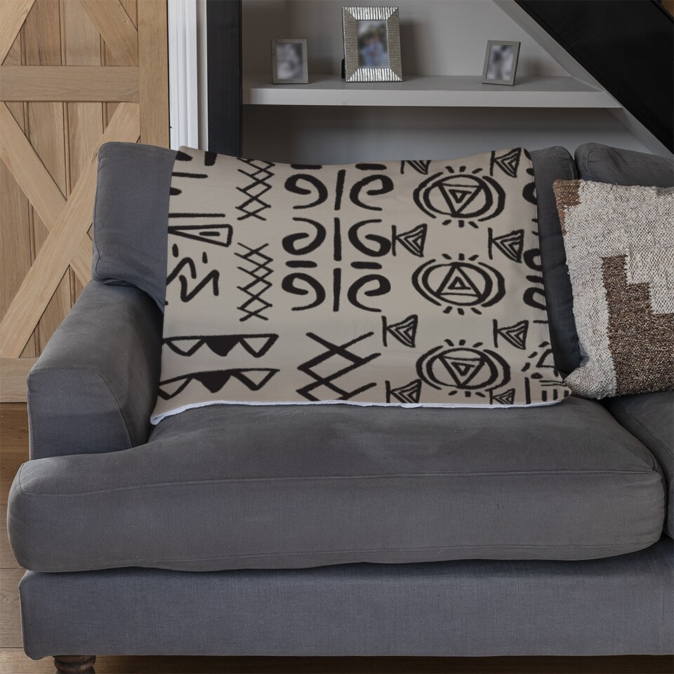 image 1 of Striped Egyptian Theme With Ethnic And Tribal Motifs Blanket | Multi