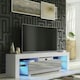 image 2 of TV Unit 160cm Grey Gloss Door White Matt Body with LED Glass Shelves | White | Grey | One Size | 1