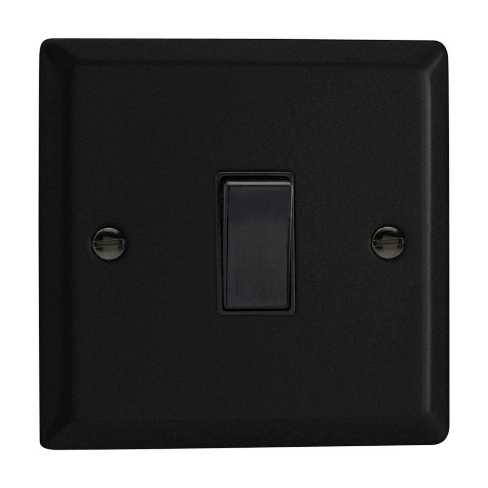 Varilight Urban Matt Black 1-Gang 2-Way 10 Amp Switch Metal Rocker | Multi