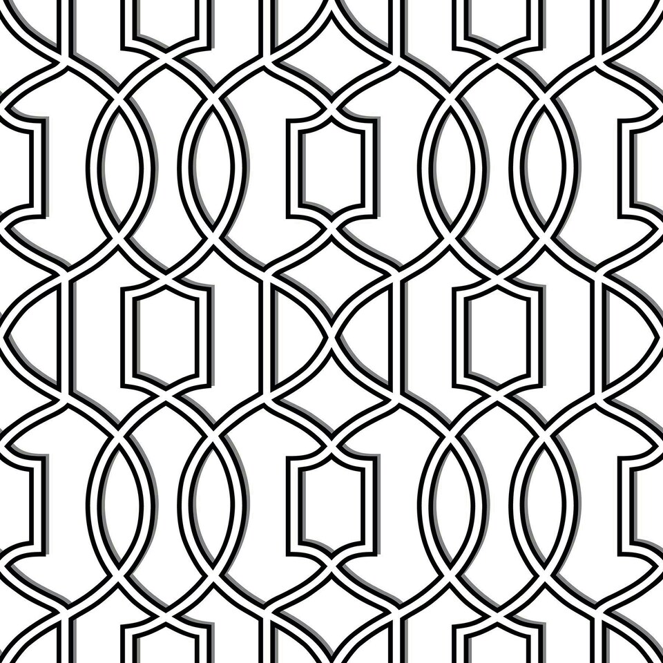 image 1 of NuWallpaper NU1696 Uptown Trellis Peel & Stick Wallpaper, Black & White Multi
