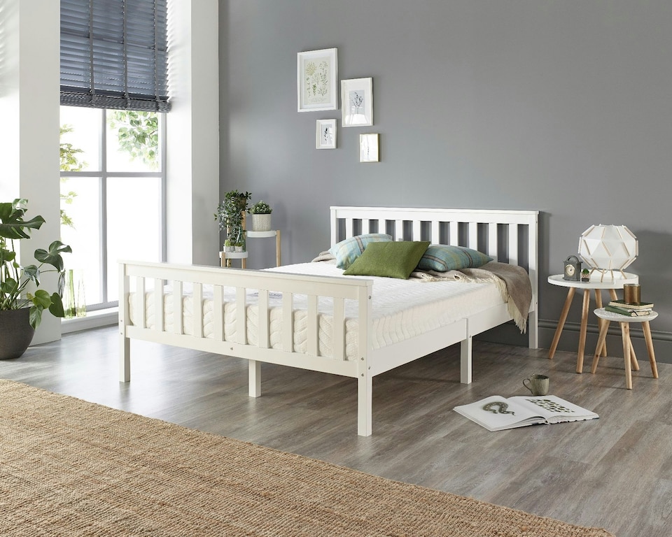 image 1 of Atlantic Bed Frame in White, size Double