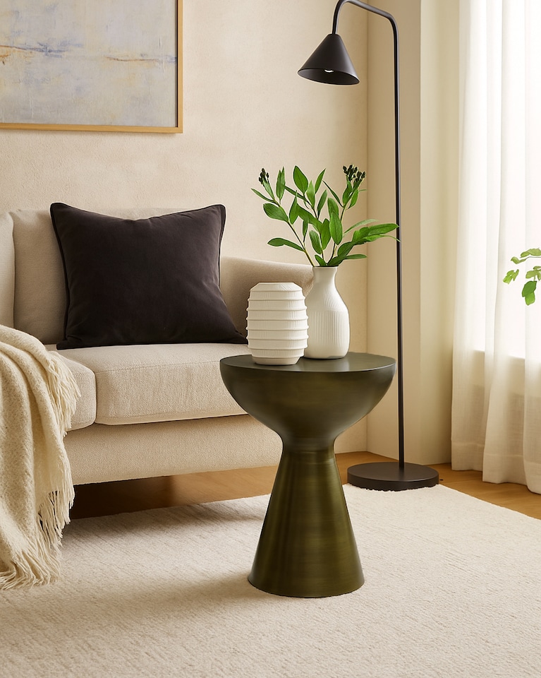image 1 of Luna Metal Hand-Crafted Side Table,Antique Brass