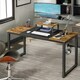 image 2 of Industrial Writing Desk With Moveable Monitor Mount Brown