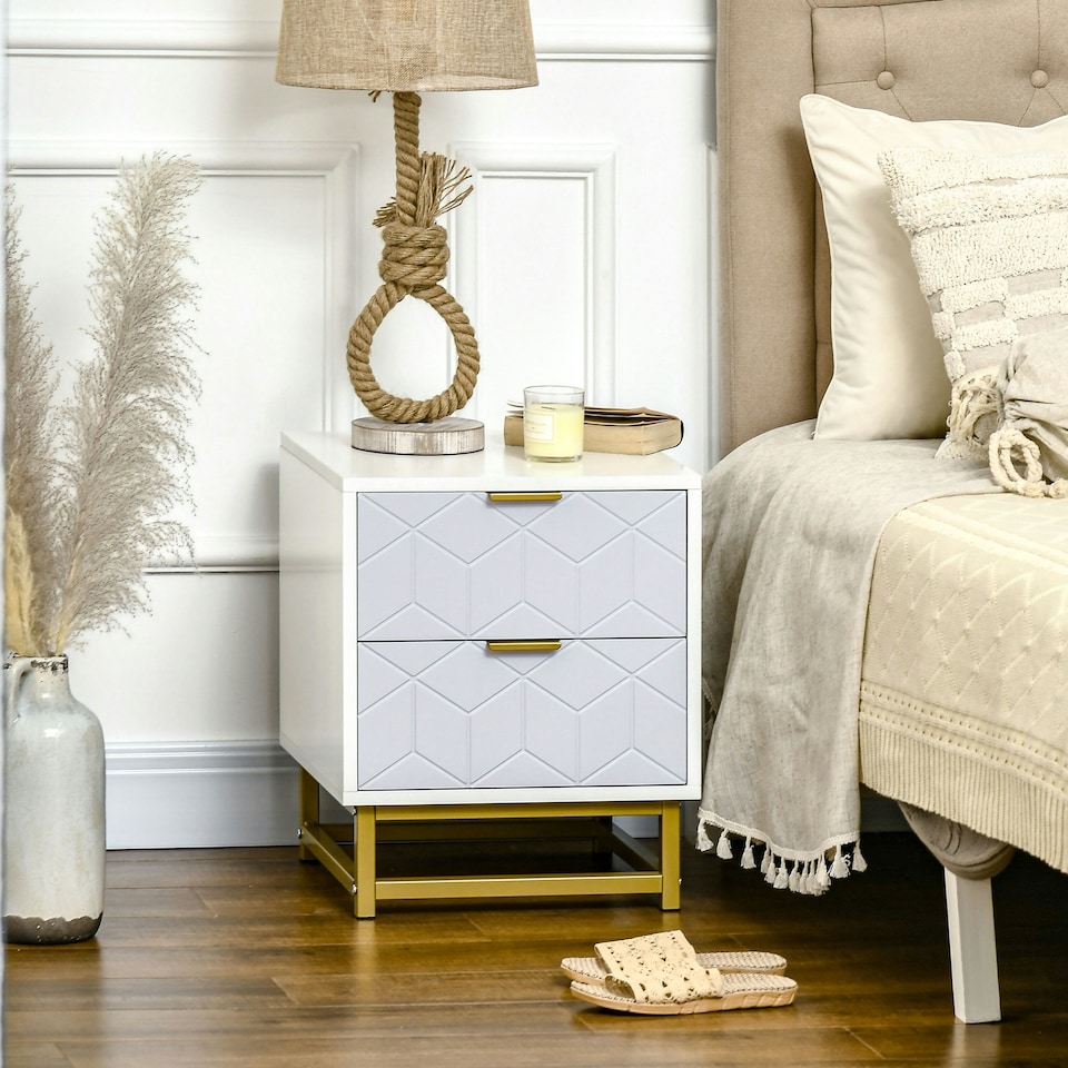 image 1 of HOMCOM Bedside Table, Sofa Side Table W/ 2 Drawers Living Room, Bedroom