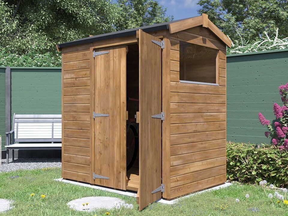 image 1 of Dunster House Garden Shed 1.8 x 1.2m (6' x 4') 12mm Walls Wooden Outdoor Storage, Apex Roof with Window, Overlord Modular