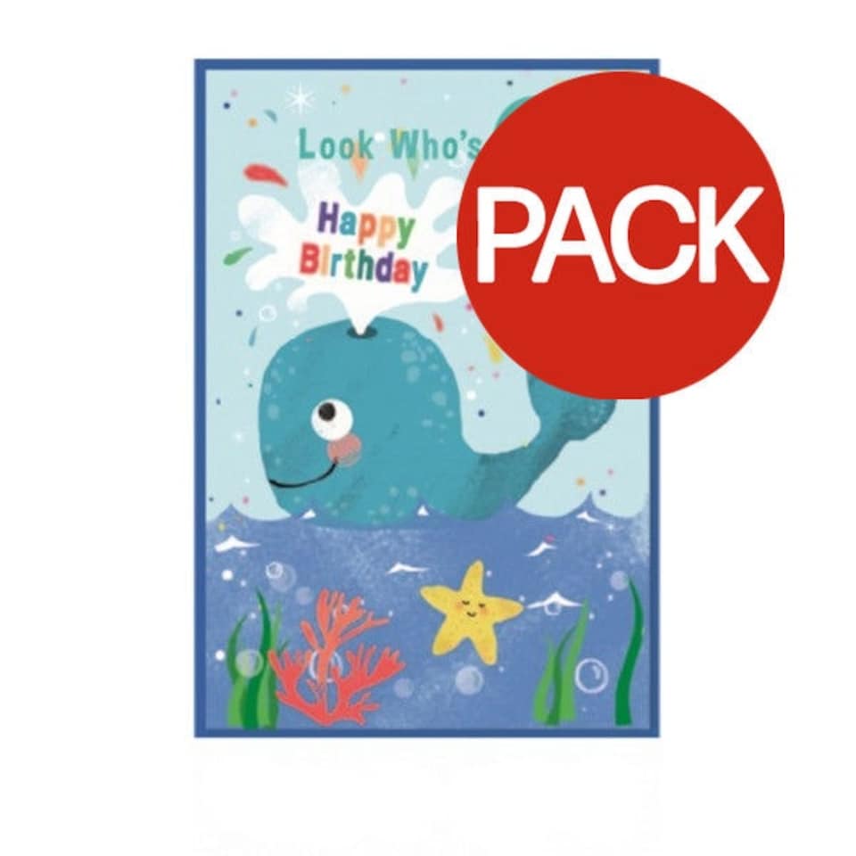 image 1 of Simon Elvin Whale 2nd Birthday Greetings Card (Pack of 6) - Multicoloured - One Size