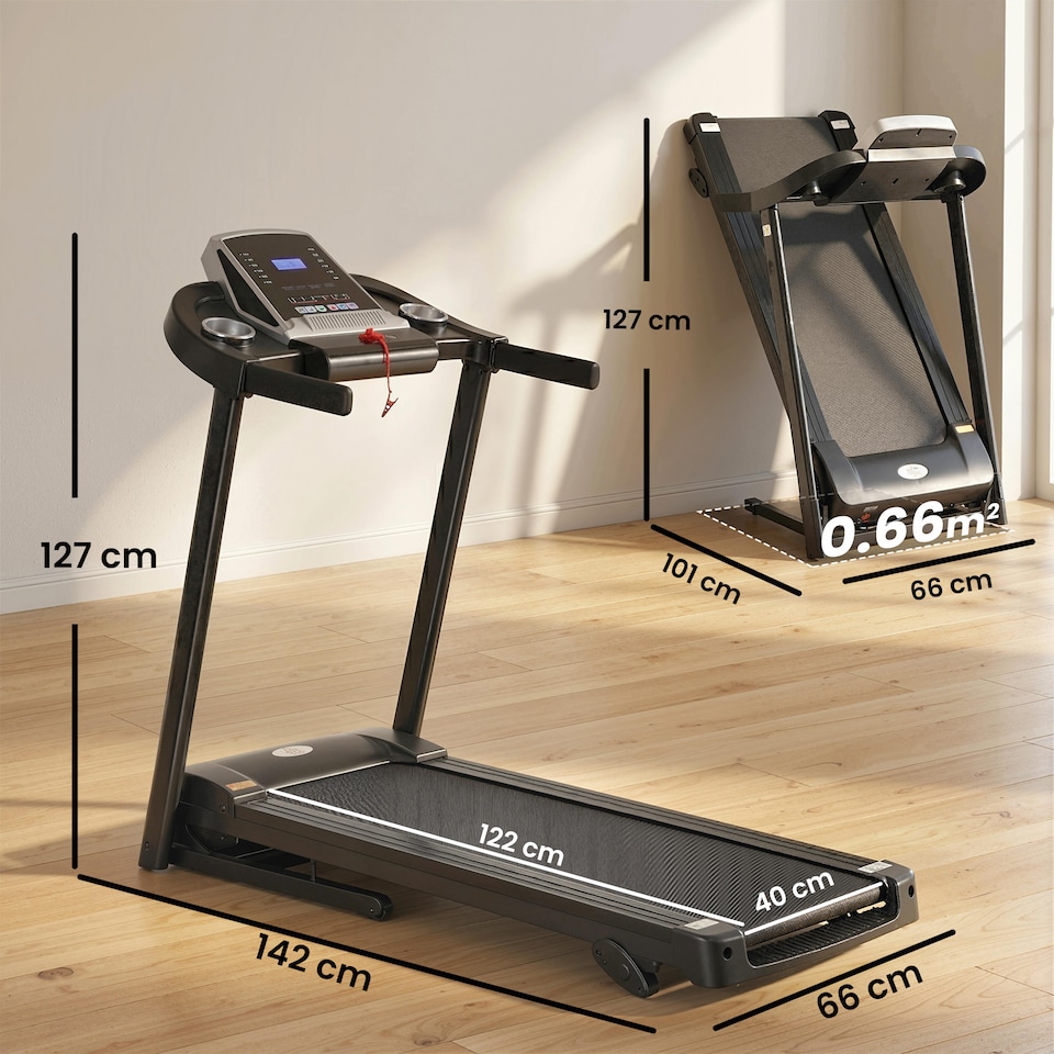 image 1 of HOMCOM Folding 12km/h Electric Treadmill Running Machine w/ Incline LED Display