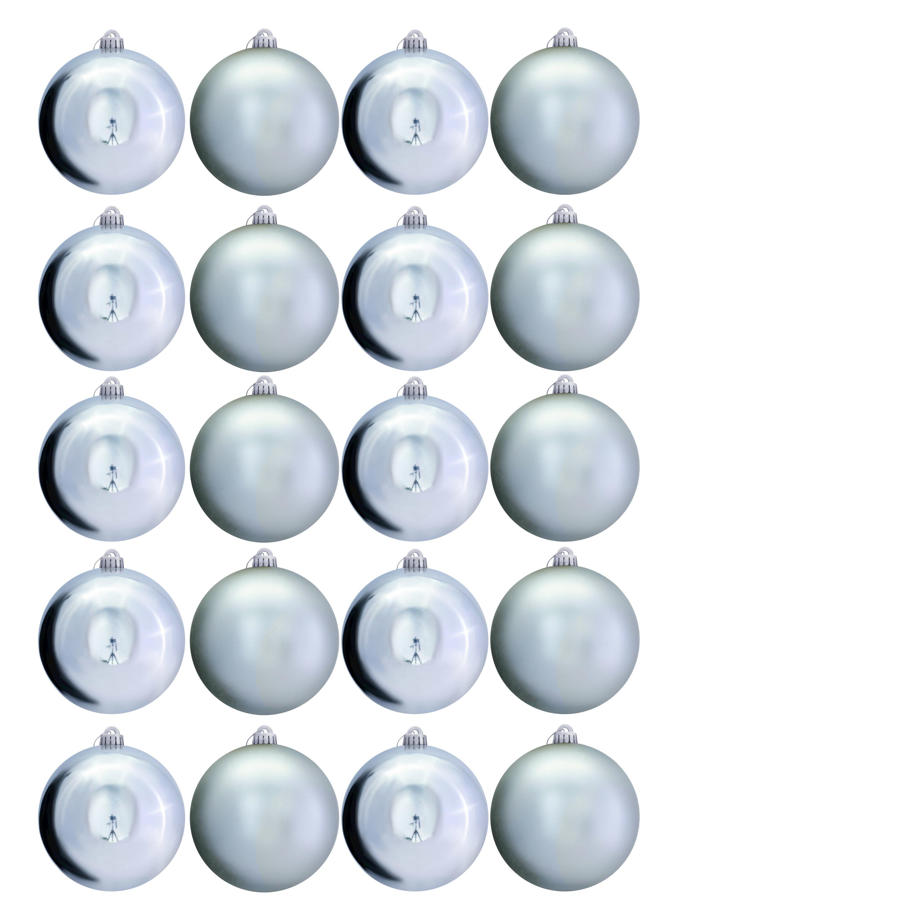 Christmas Tree World 15cm Bauble Set Shiny/Matt (20 pc) - Silver
