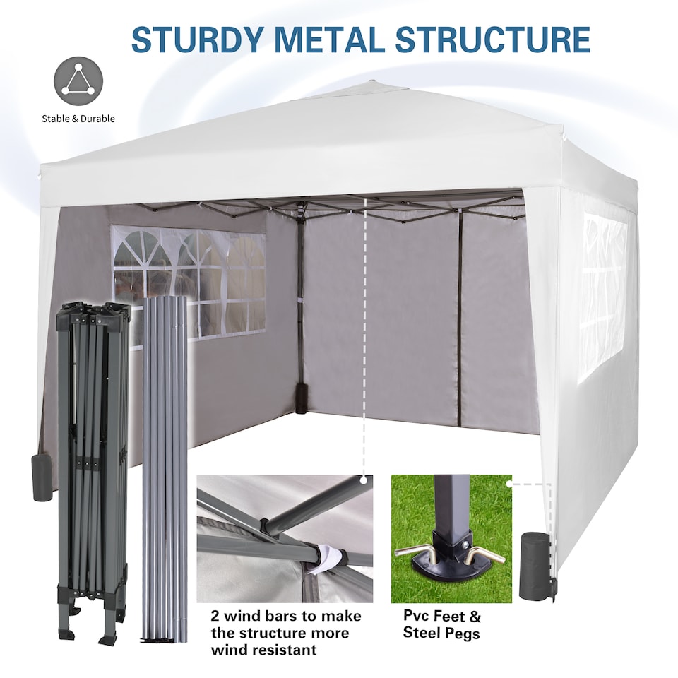 image 1 of MCC Direct Gazebo 3x3 Pop up Garden Outdoor Tent Patio Canopy Marquee with Sides