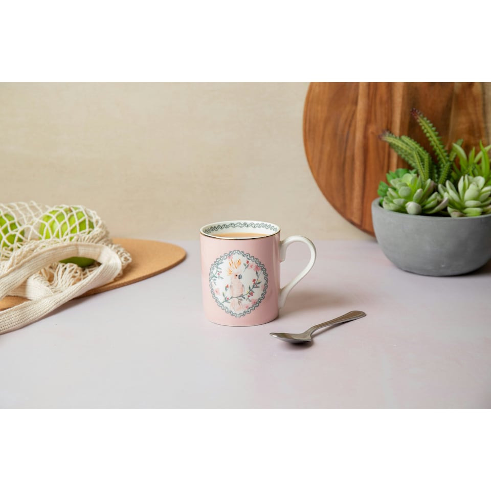 image 1 of Mikasa Cockatoo Straight-Sided Porcelain Mug, 280ml | Pink