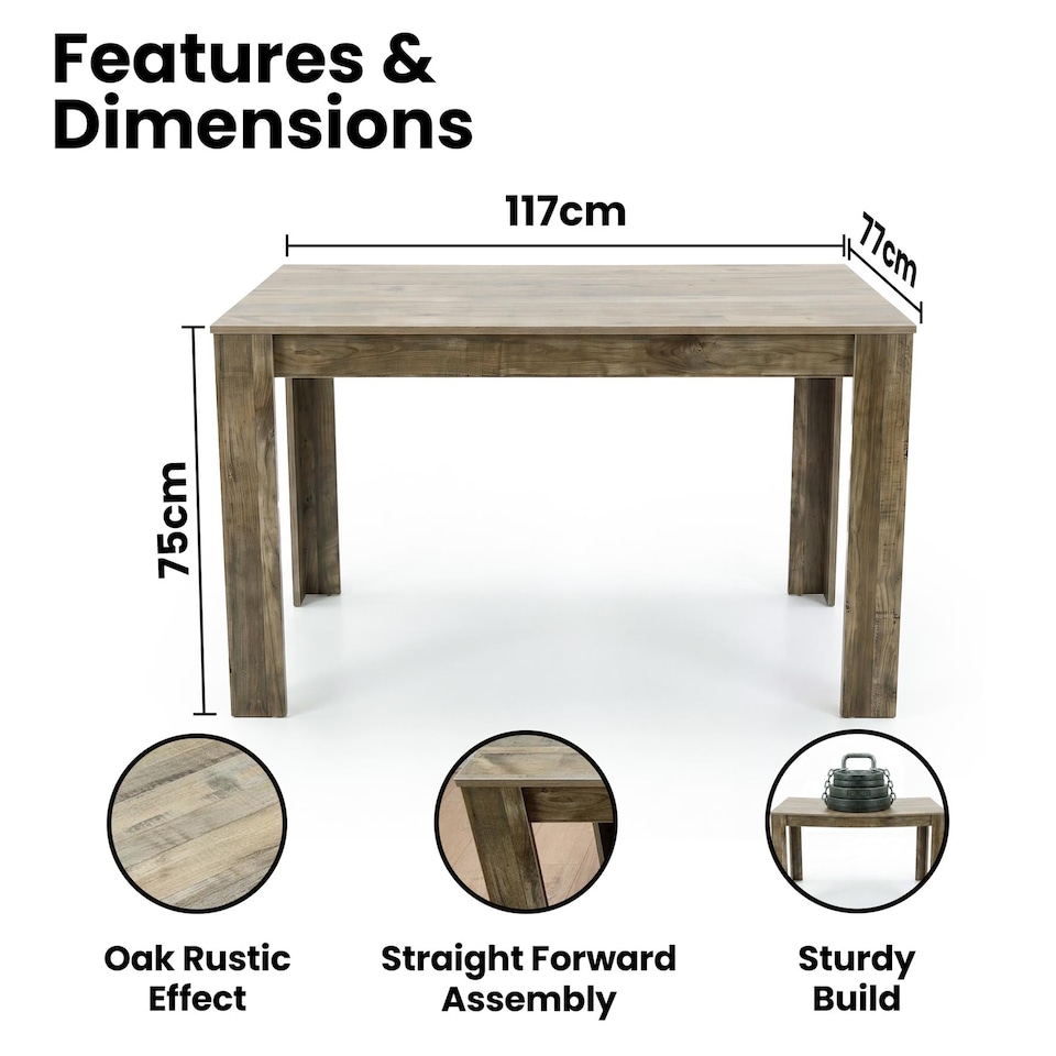image 1 of Rustic Effect wood Dining Table And 2 Benches kitchen table Set space saver table set