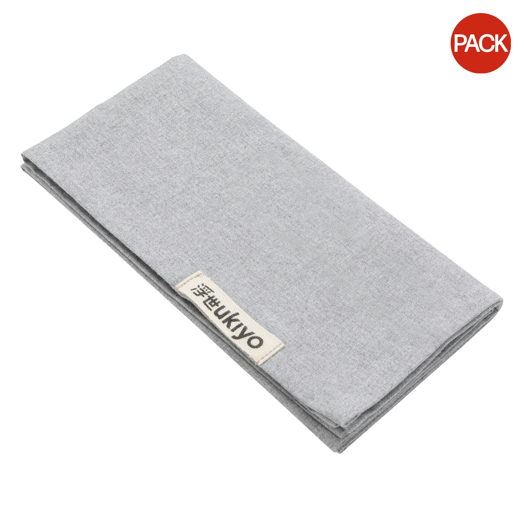 Ukiyo Recycled Cotton Napkins Set (Pack of 4) - Grey - One Size Grey