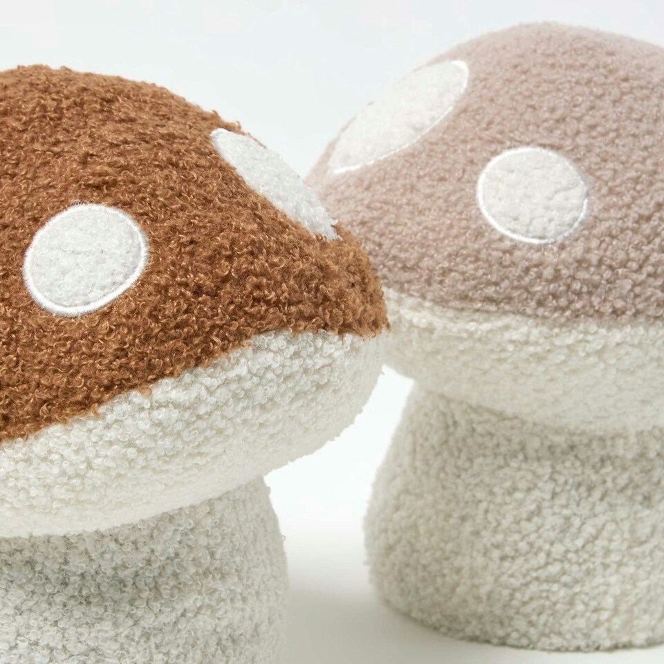 image 1 of Homescapes Luxury Fabric Mushroom Doorstop Set of 2