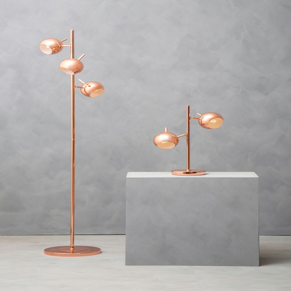 image 1 of Interiors by Premier Copper Finish Table Lamp With Two Lights Gold