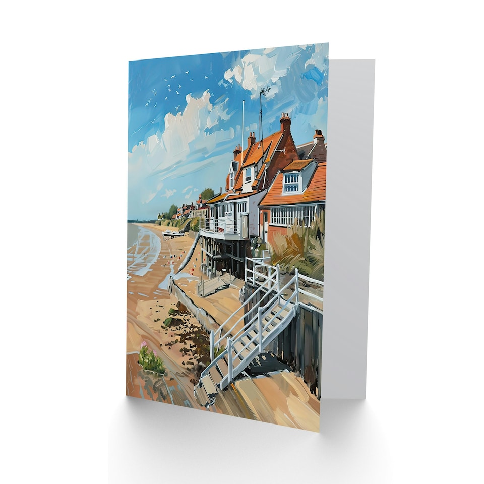 image 1 of Frinton On Sea Beach Houses Seaside Oil Him Her Card