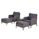 image 2 of Outsunny 5 Pieces PE Rattan Garden Furniture Set with 10cm Thick Padded Cushions, Wicker Weave Outdoor Seating Chairs with 2 Armchairs, 2 Stools, Glass Top Table, Grey