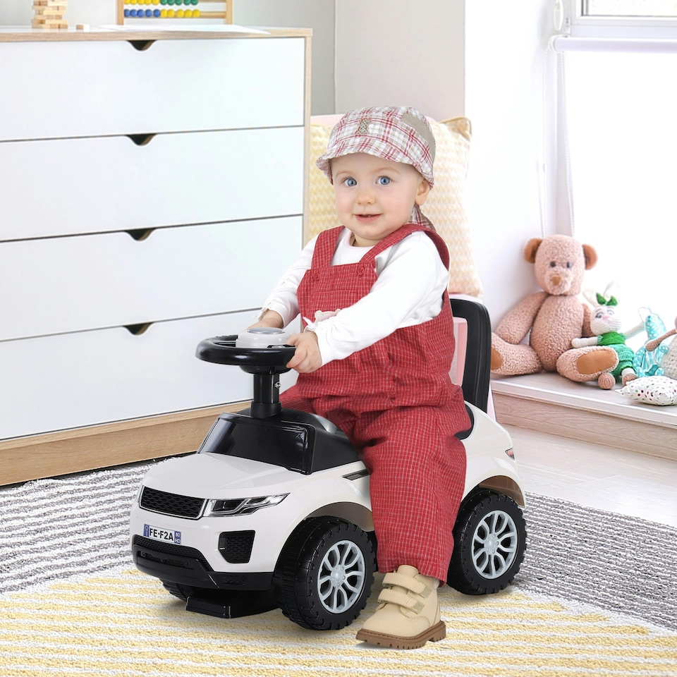 image 1 of HOMCOM 3-in-1 Ride On Car Foot To Floor Slider Toddler w/ Horn Steering White