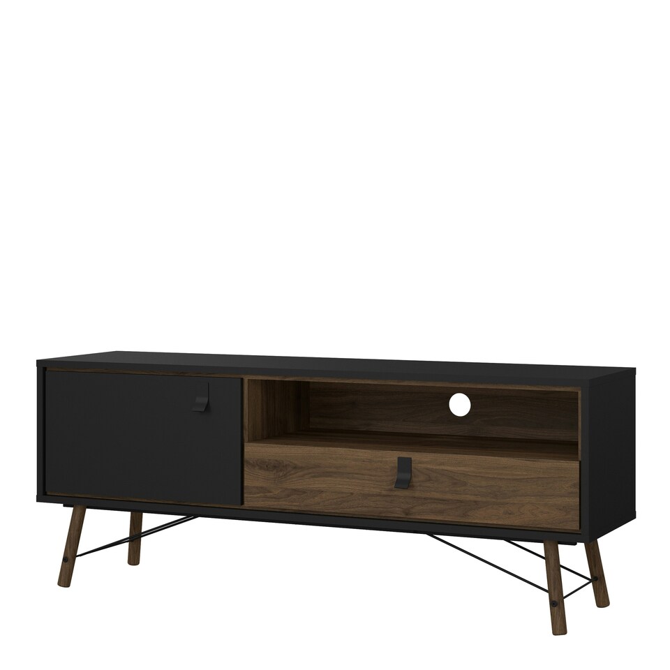 image 1 of Ry TV Unit 1 Door 1 Drawer in Matt Black Walnut