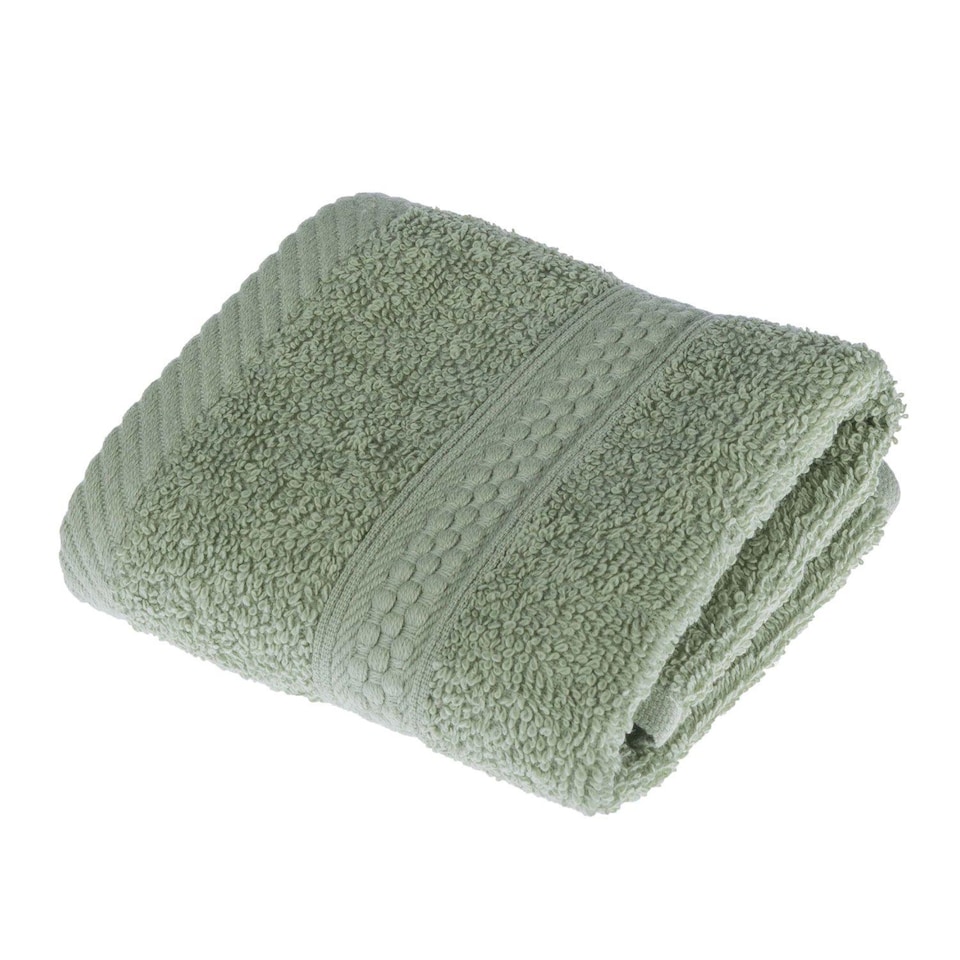image 1 of Homescapes Turkish Cotton Sage Green Face Cloth - Set of 4