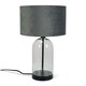 image 3 of ValueLights Jessy Glass and Black Metal Bedside Table Lamp with a Grey Velvet Lampshade