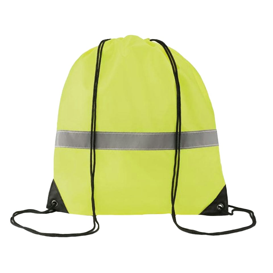 image 1 of MidOcean Stripe Reflective Drawstring Bag - Neon Yellow - One Size | Yellow | One Size
