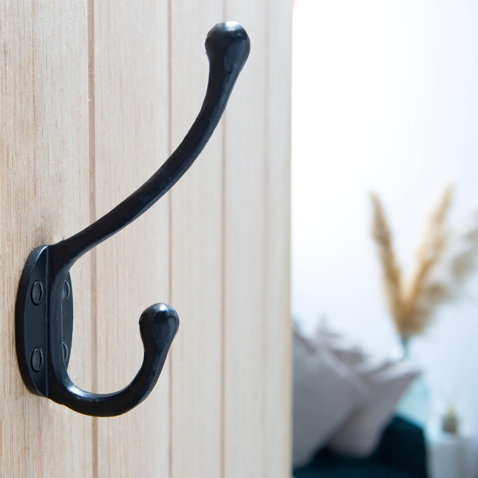 image 1 of Hammer & Tongs Rounded Hat & Coat Hook - W35mm x H125mm - Black