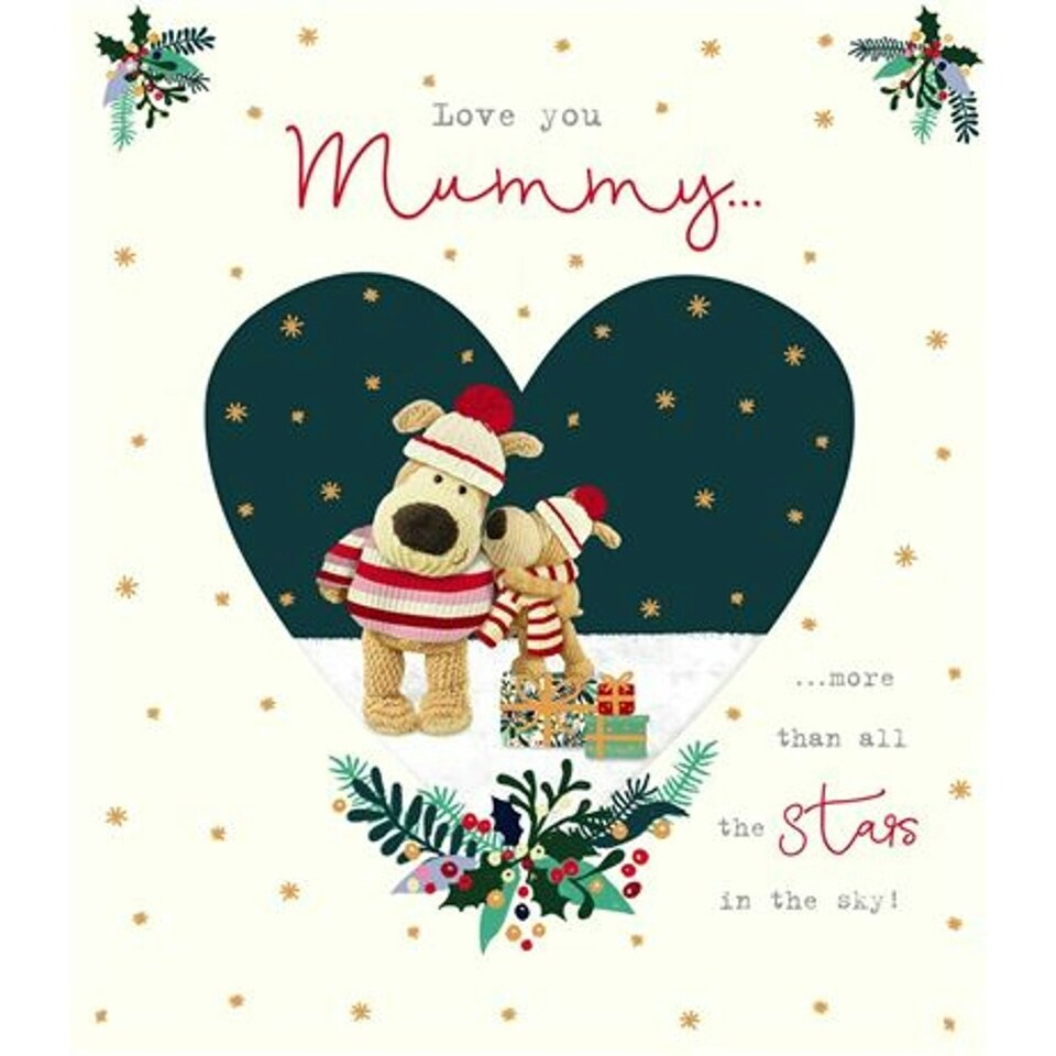 image 1 of Child Boofle Kissing on Cheek Mummy Christmas Card