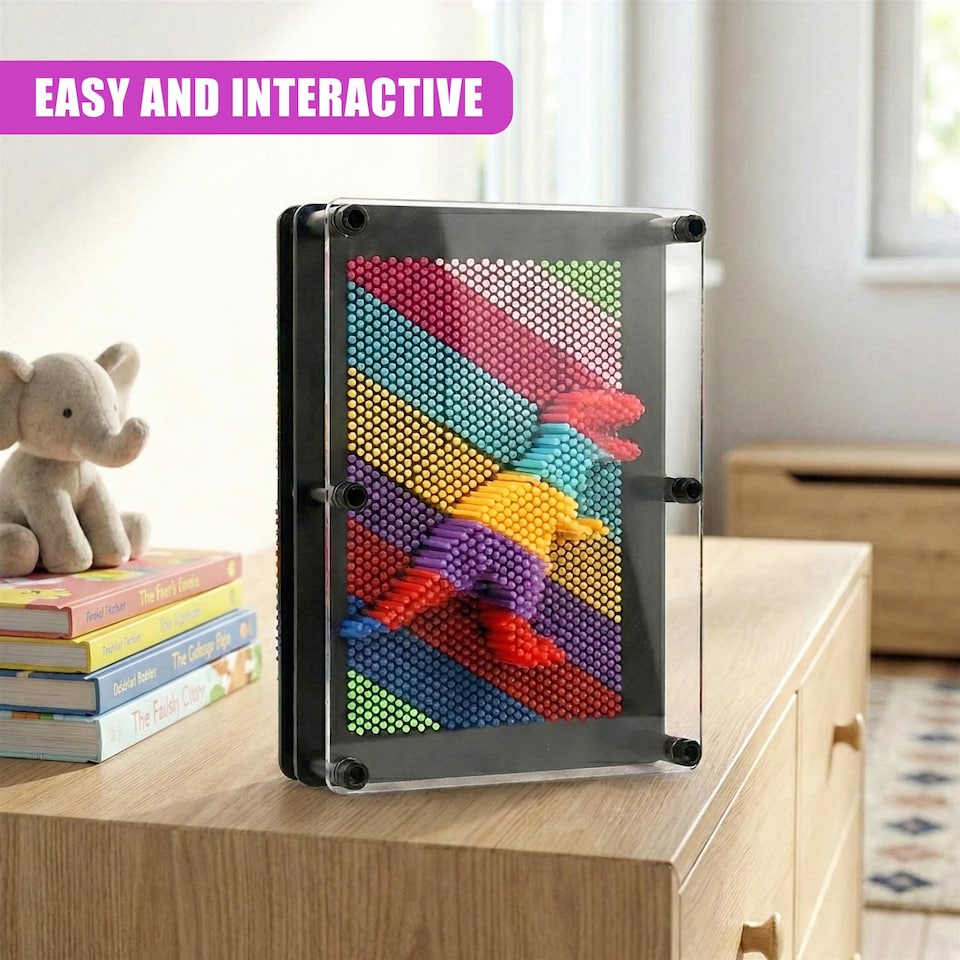 image 1 of The Magic Toy Shop 3D Pin Art Toy Rainbow Sensory Desk Gadget 20x15cm
