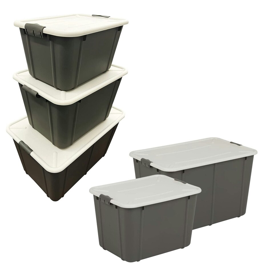 image 1 of 3 x 16L Grey Organic Multi Capacity Stackable Large Reinforced Storage Containers With Clip Lock Lids Grey