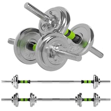 SPORTNOW 20kg 2-in-1 Adjustable Weights Dumbbells Set for Home Gym | Green | Green