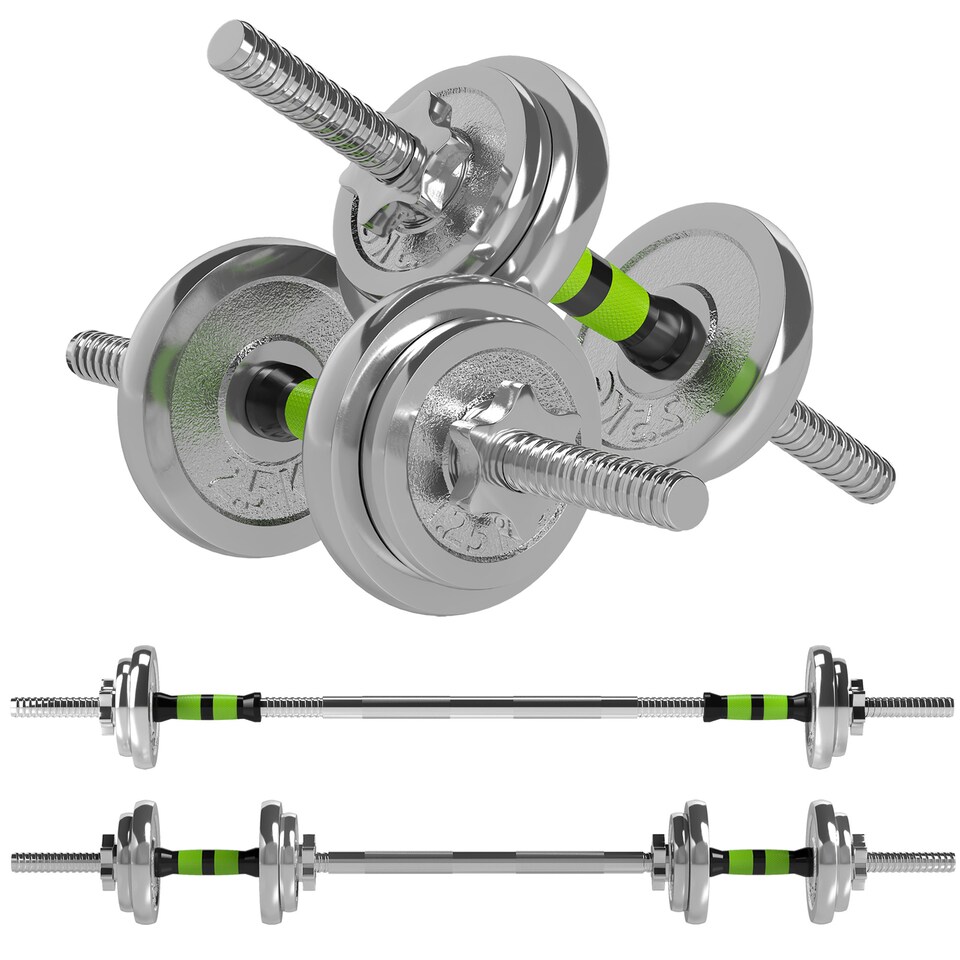 image 1 of SPORTNOW 20kg 2-in-1 Adjustable Weights Dumbbells Set for Home Gym | Green | Green