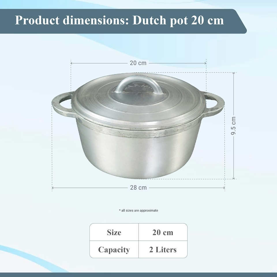 image 1 of Buckingham Grounded Aluminium Dutch Oven Pot Casserole Dish 20 cm / 2 Litre Silver
