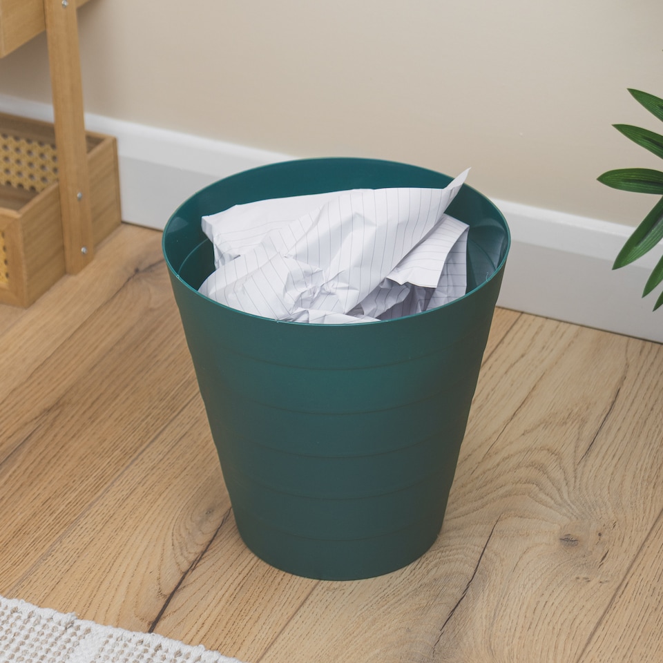 image 1 of JVL Revo Round Waste Bin 6.6L Set of 2 Bathroom Bedroom Office Teal